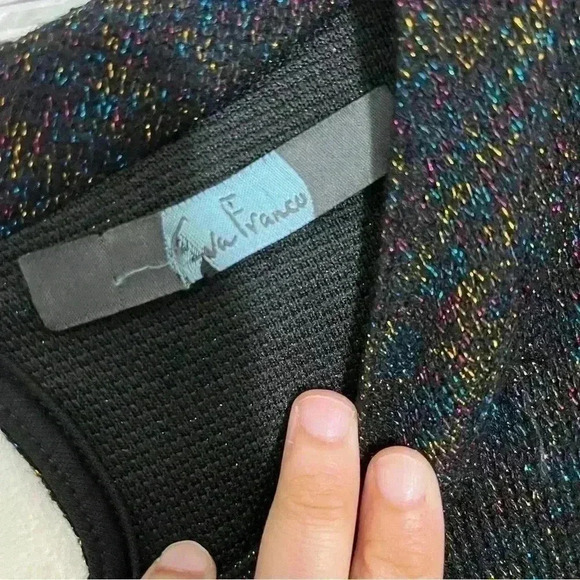 ANTHROPOLOGIE EVA FRANCO Black Sparkle Ruffle Long sleeve women Sweater | size S - Picture 6 of 12